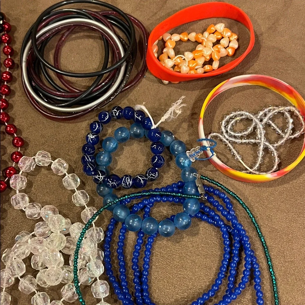 Multicolor Girls Beaded Necklace and Bracelet Set